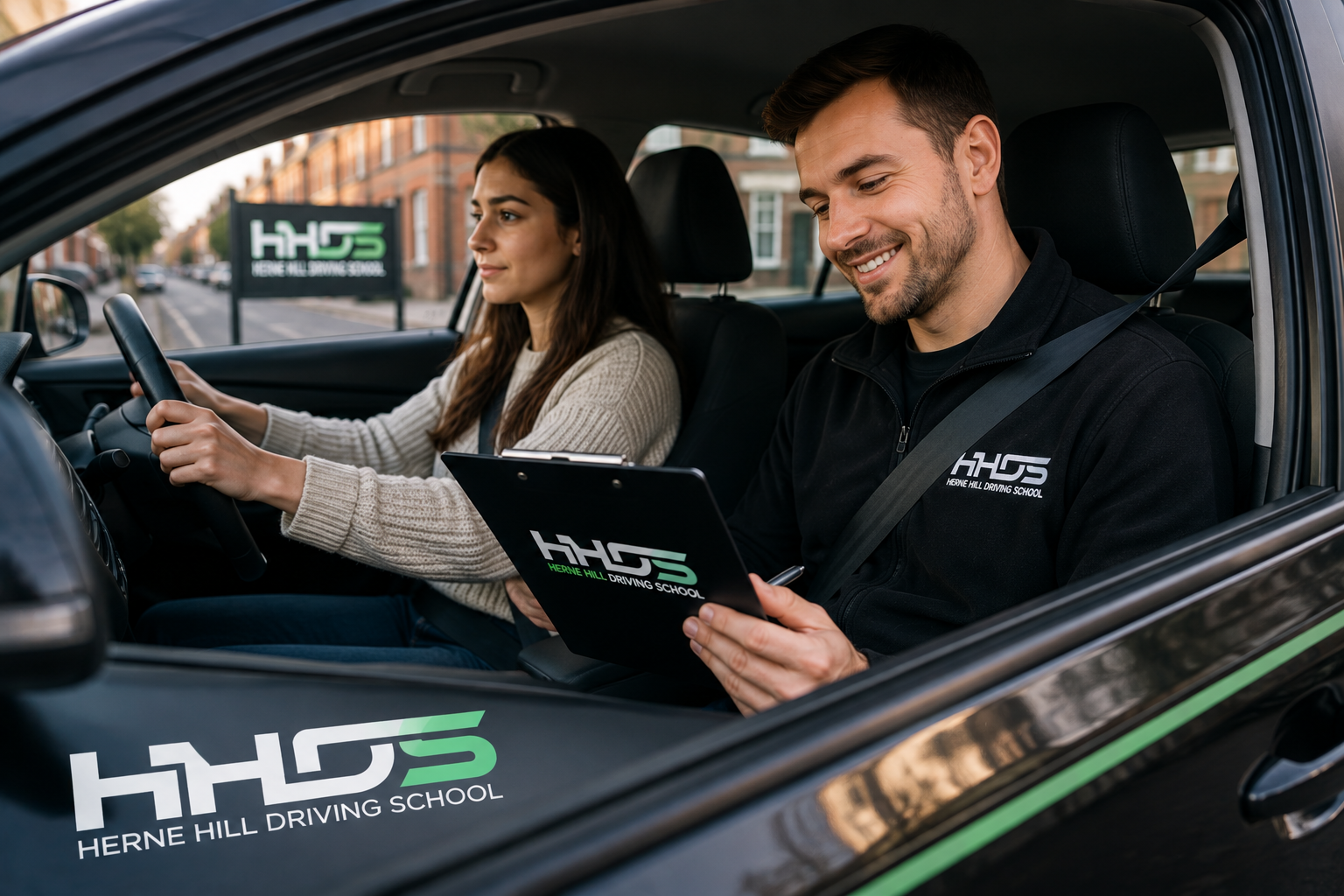 Herne Hill Driving School instructor supporting a learner during a driving lesson